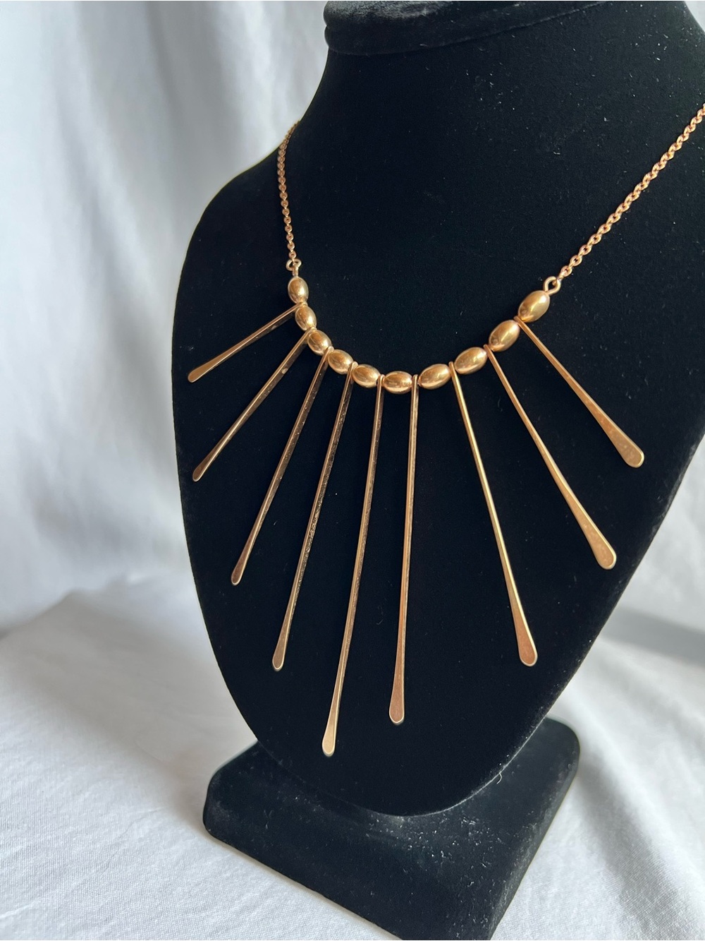 Vintage Sarah Coventry Gold Fringe Necklace Sunburst Statement Bib